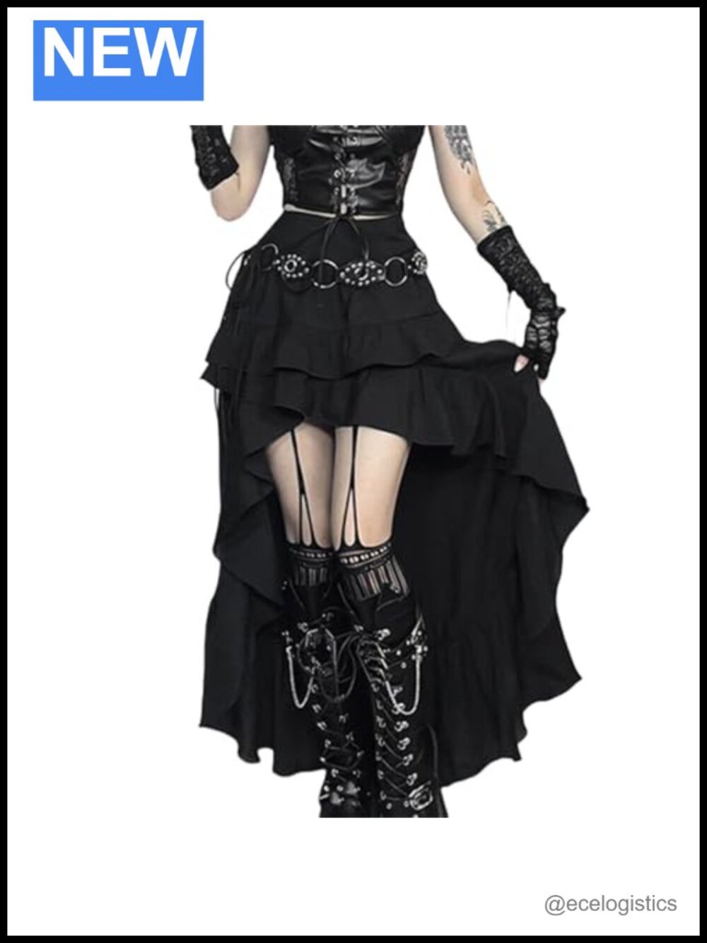 Goth Skirts for Women Punk Grunge High Low Asymmetrical Rave Y2k Vintage